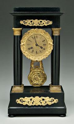 Appraisal: Empire portico clock ebonized wood with fine ormolu mounts brass