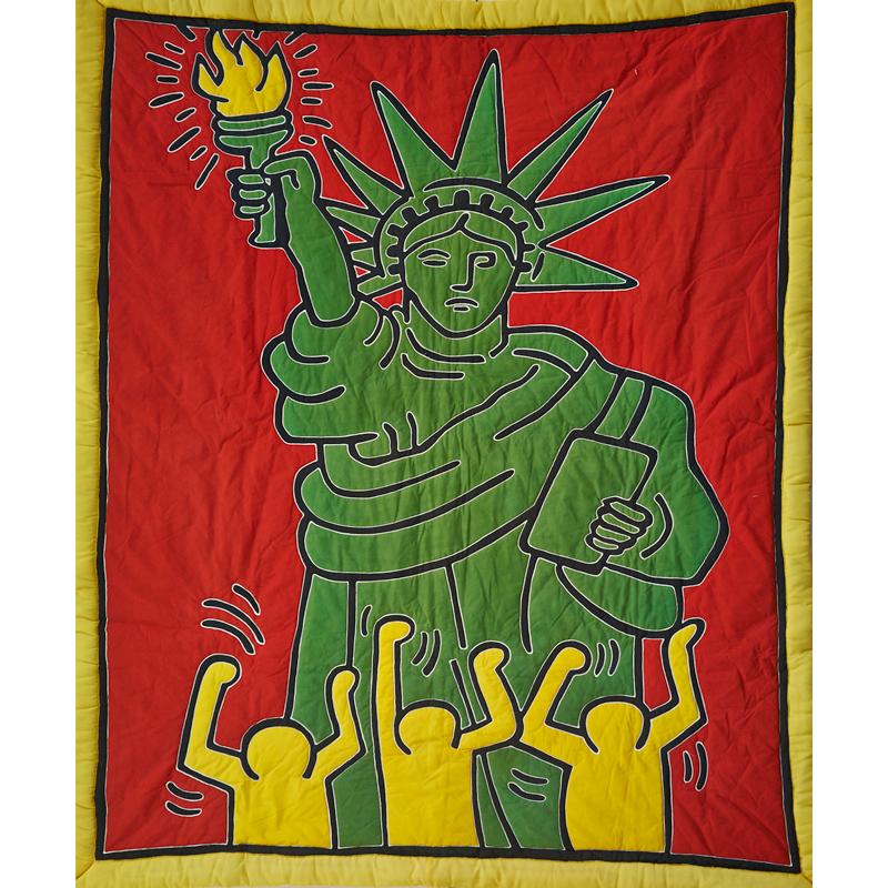 Appraisal: AFTER KEITH HARING American - Condition Report Machine stitched Good