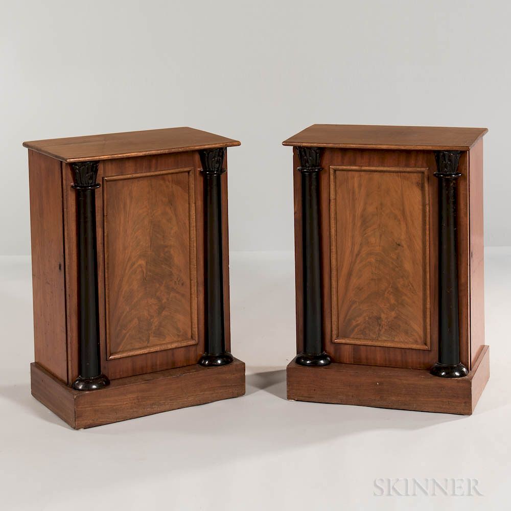 Appraisal: Pair of Neoclassical Mahogany and Mahogany-veneered Side Cabinets Pair of