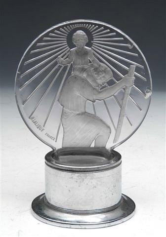 Appraisal: A LALIQUE 'SAINT-CHRISTOPHE' MOULDED AND FROSTED GLASS CAR MASCOT the