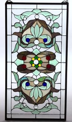 Appraisal: American Beveled Colorless Stained and Slag Glass Panel in the