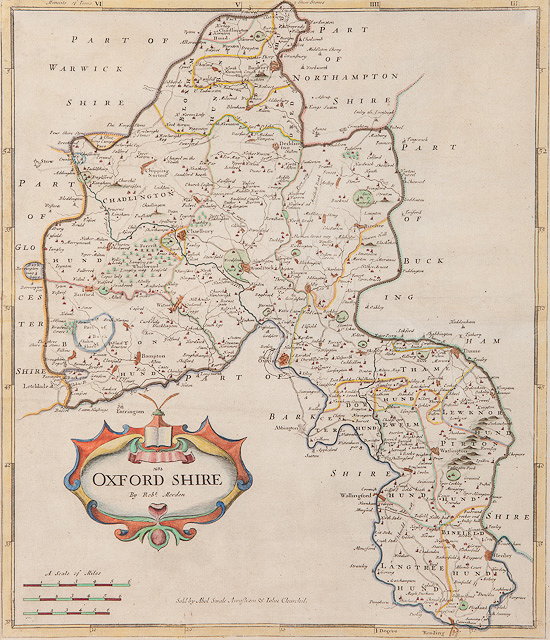 Appraisal: AN ANTIQUE HAND-COLOURED MAP by Robert Morden of Oxfordshire x