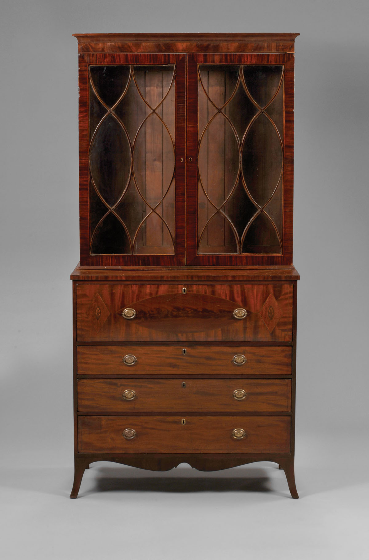 Appraisal: NEW YORK HEPPLEWHITE INLAID MAHOGANY BUTLER'S DESK ATTRIBUTED TO MICHAEL