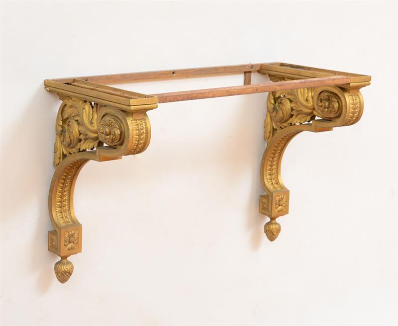 Appraisal: LOUIS XV STYLE GILT-BRONZE PETIT CONSOLE The foliate scrolled support