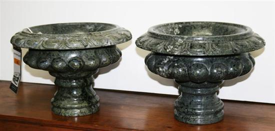 Appraisal: Pair green marble classical compotes H Dia