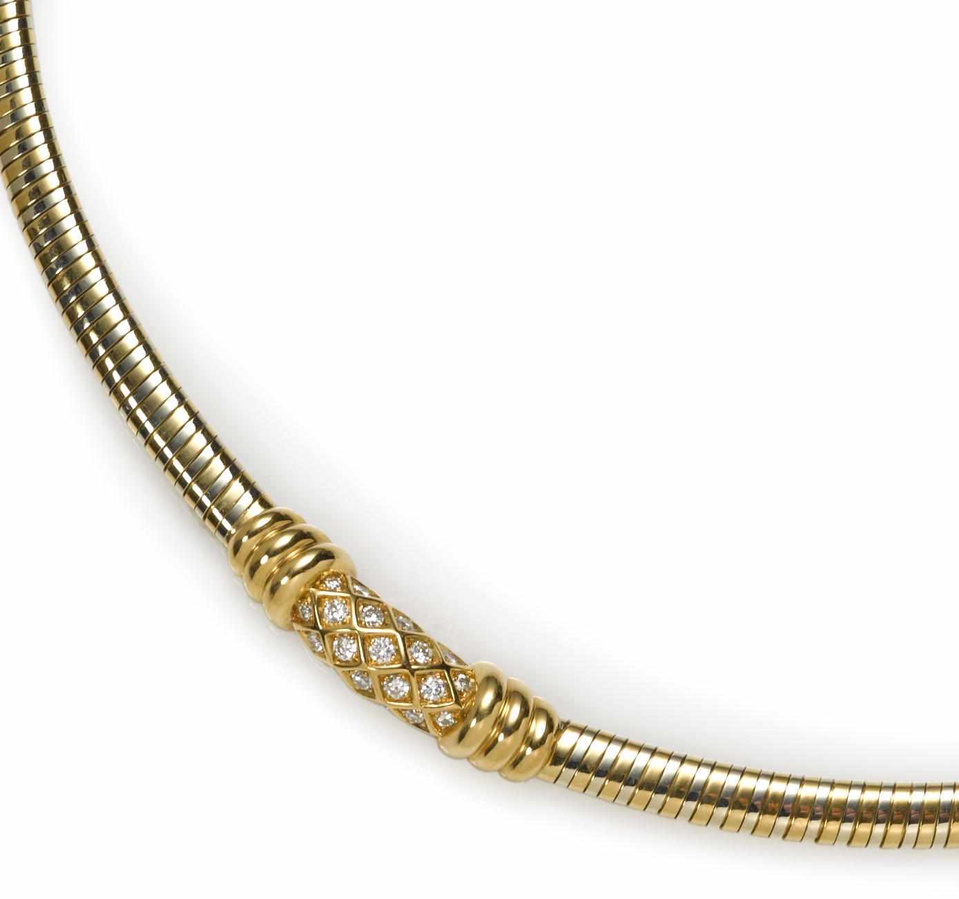 Appraisal: A diamond and eighteen karat bicolor gold necklace Cartier French