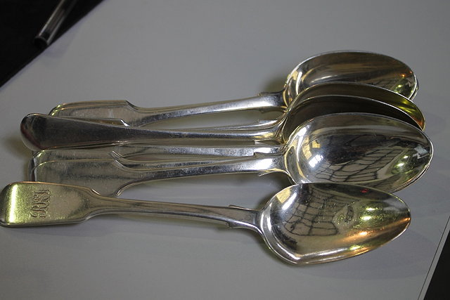 Appraisal: A COLLECTION OF EIGHT SILVER FIDDLE AND THREAD AND OLD