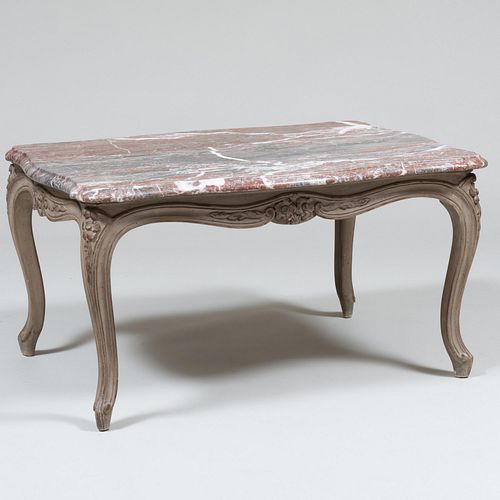 Appraisal: LOUIS XV STYLE PAINTED LOW TABLEFitted with a marble top