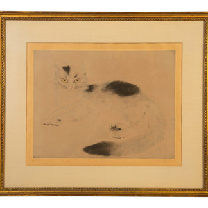 Appraisal: L onard Tsuguharu Foujita Japanese-Swiss-French - Chat Couch from Les