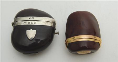 Appraisal: A late Victorian mounted nut vesta Birmingham the polished nut