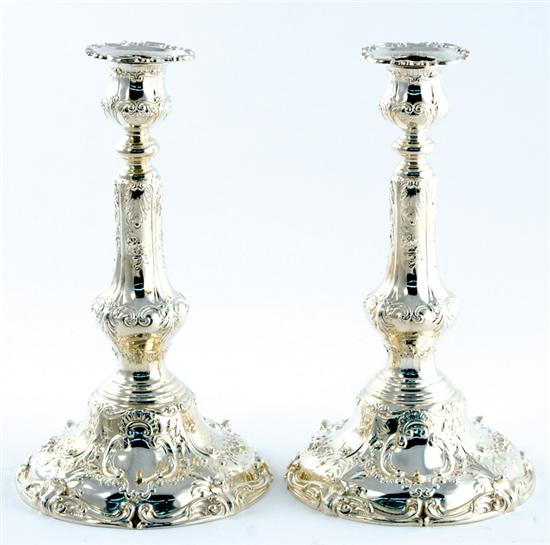 Appraisal: Pair Gorham sterling candlesticks dated ornate rococo design with weighted