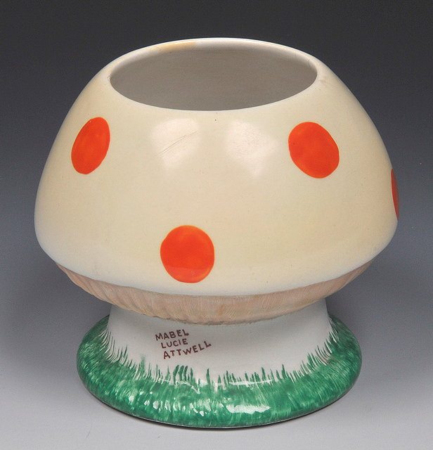 Appraisal: A SHELLEY PAINTED POTTERY TOADSTOOL marked Mabel Lucie Attwell cm