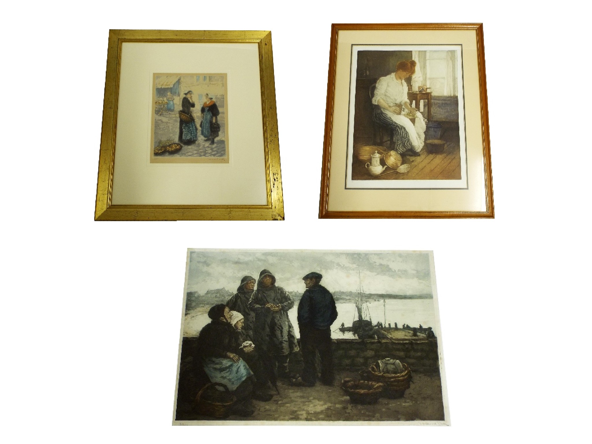 Appraisal: Manuel Robbe - French - three aquatint prints to include