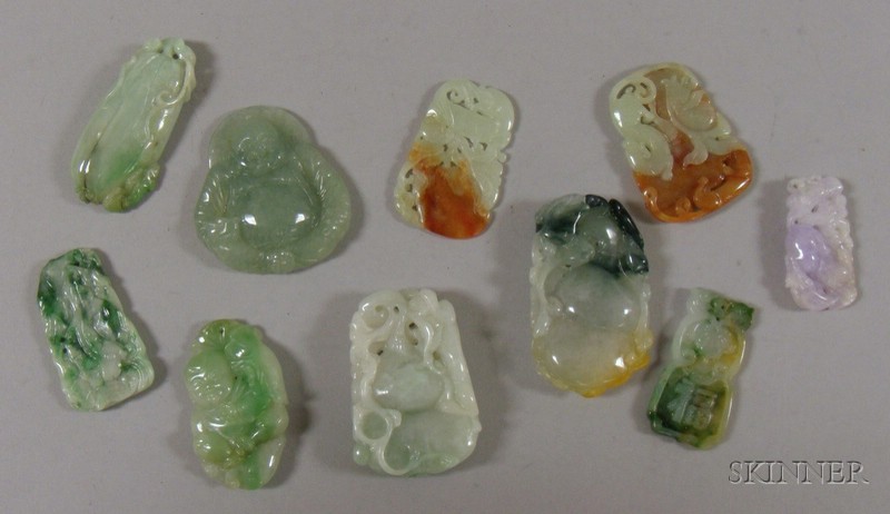 Appraisal: Ten Assorted Carved Jade Pendants and Other Items of various