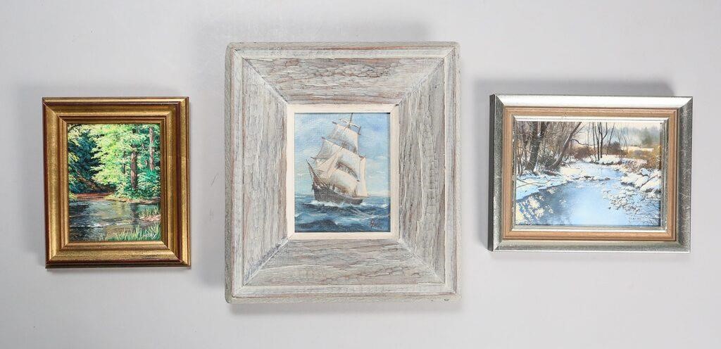 Appraisal: signed paintings on board Oil clipper ship signed illegibly lower