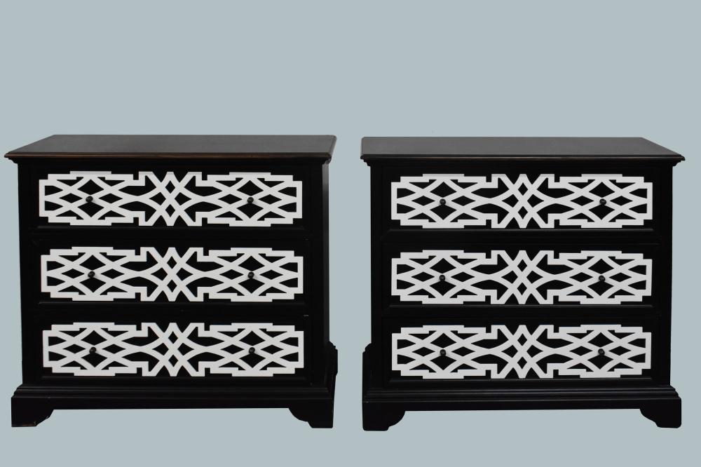 Appraisal: PAIR OF BLACK AND WHITE BEDROOM CHESTS OF DRAWERSModern Rectangular