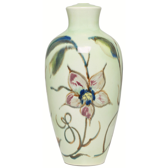 Appraisal: Vontury lamp base large form with a painted floral design