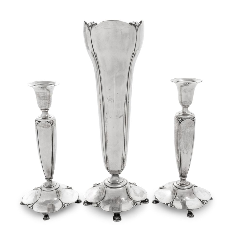 Appraisal: An American Silver Three Piece-Garniture An American Silver Three Piece-Garniture