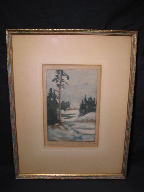 Appraisal: Hand colored etching by W Strasser titled Snowbound Copyright by