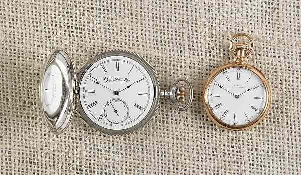 Appraisal: Elgin pocket watch with a sterling case together with a