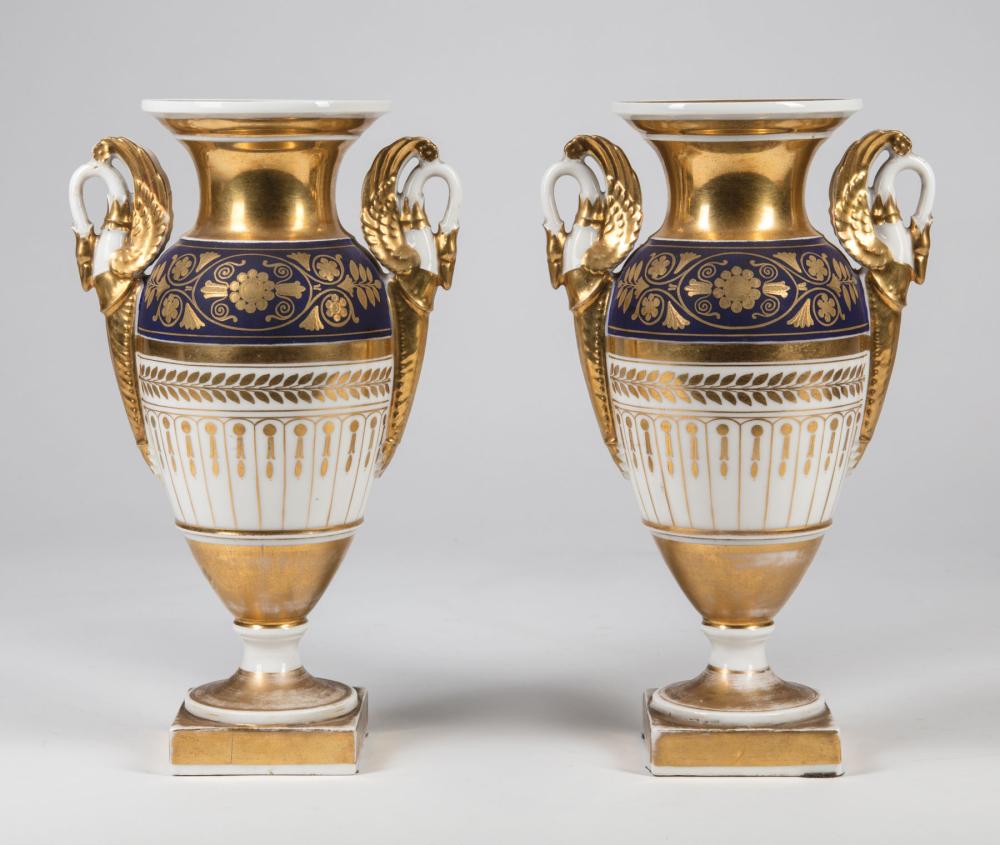 Appraisal: Pair of Paris Gilt and Bleu Royale Porcelain Vases th