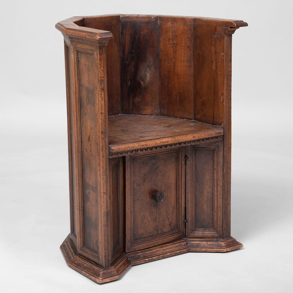 Appraisal: Italian Baroque Style Walnut Choir Chair Fitted with a single