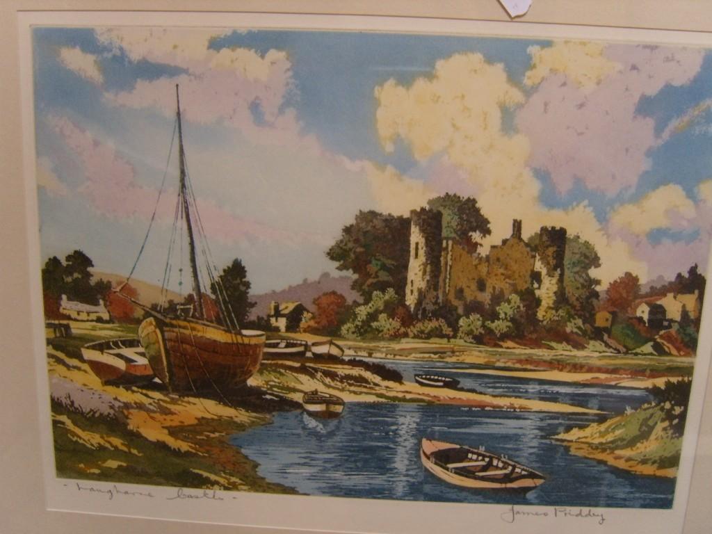 Appraisal: A pair of coloured etchings by James Priddey showing Ludlow