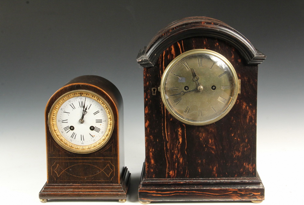 Appraisal: EARLY ARCH TOP SHELF CLOCKS - Both English circa the