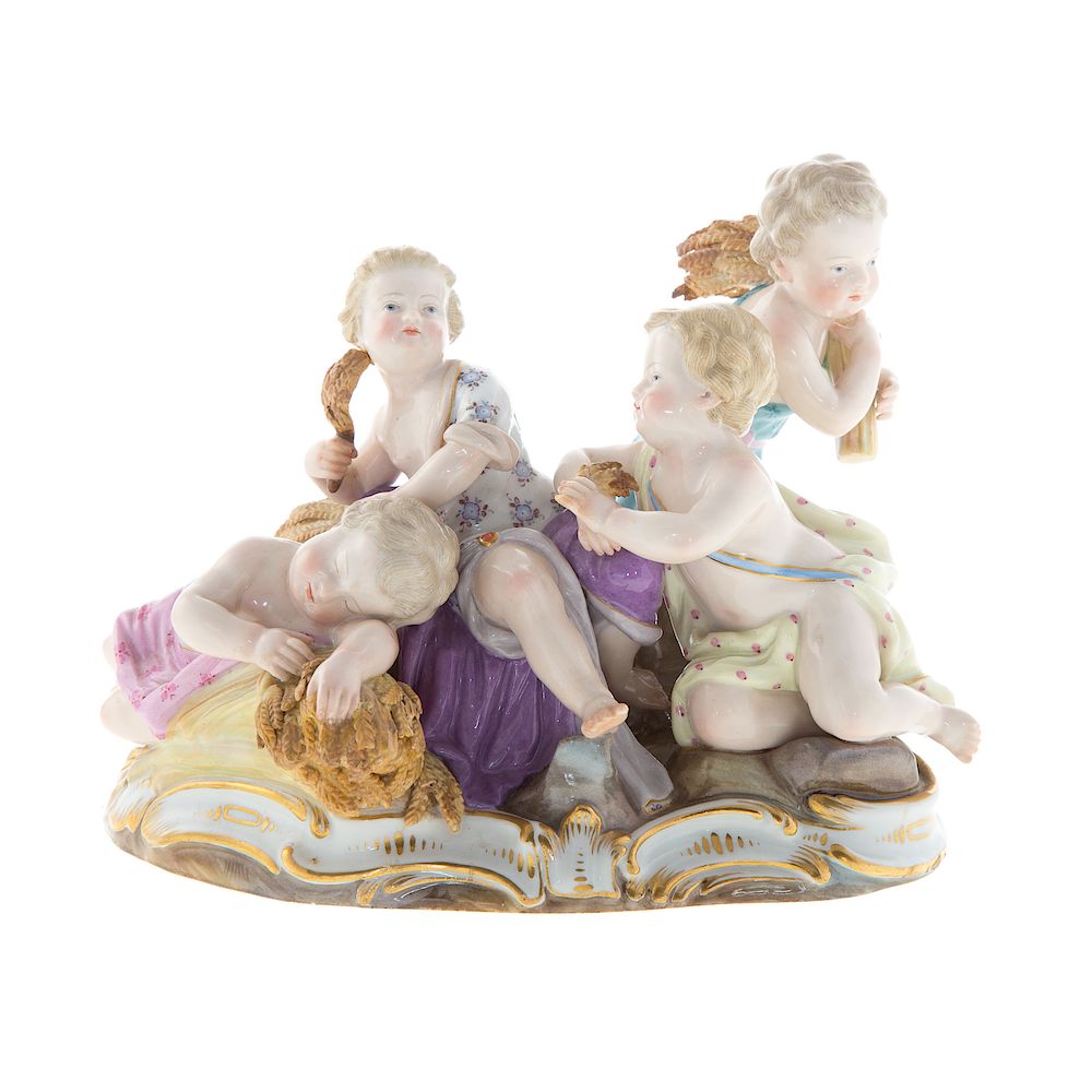 Appraisal: Meissen Porcelain Figural Group late th century underglaze blue crossed