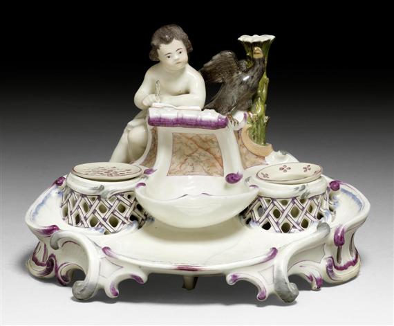 Appraisal: INKSTAND WITH PUTTO AND EAGLE ZURICH CIRCA Without mark H