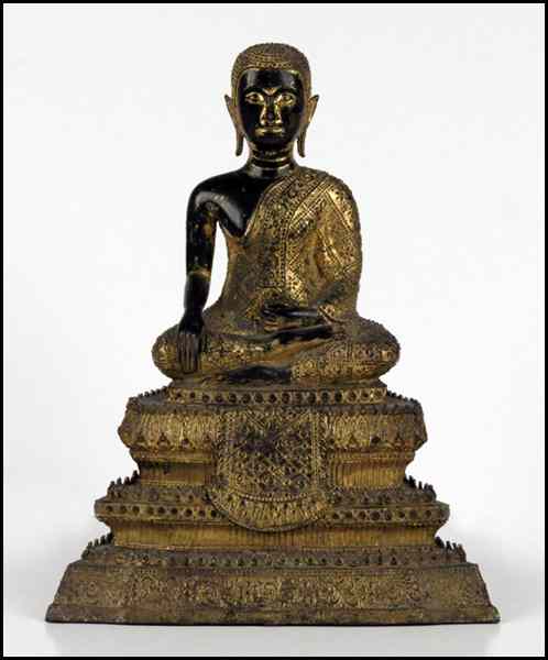 Appraisal: THAI GILT BRONZE SEATED BUDDHA Provenance Benjamin B Greenfield collection