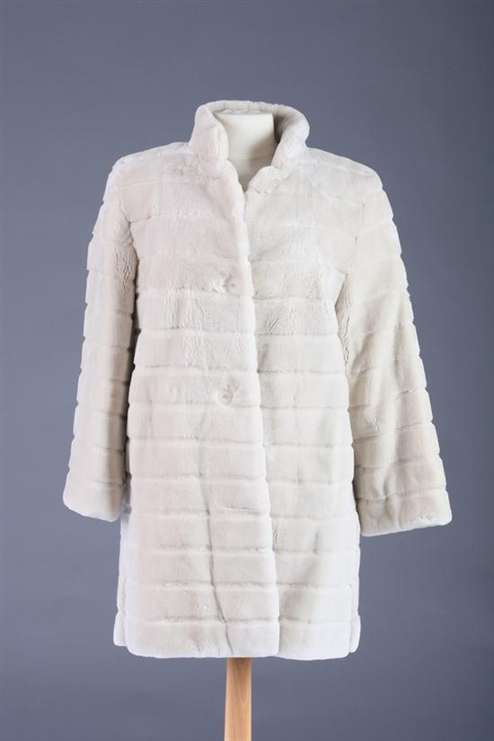 Appraisal: LADY'S SHEARED WHITE ERMINE THREE-QUARTER LENGTH FUR COAT Bisang Couture