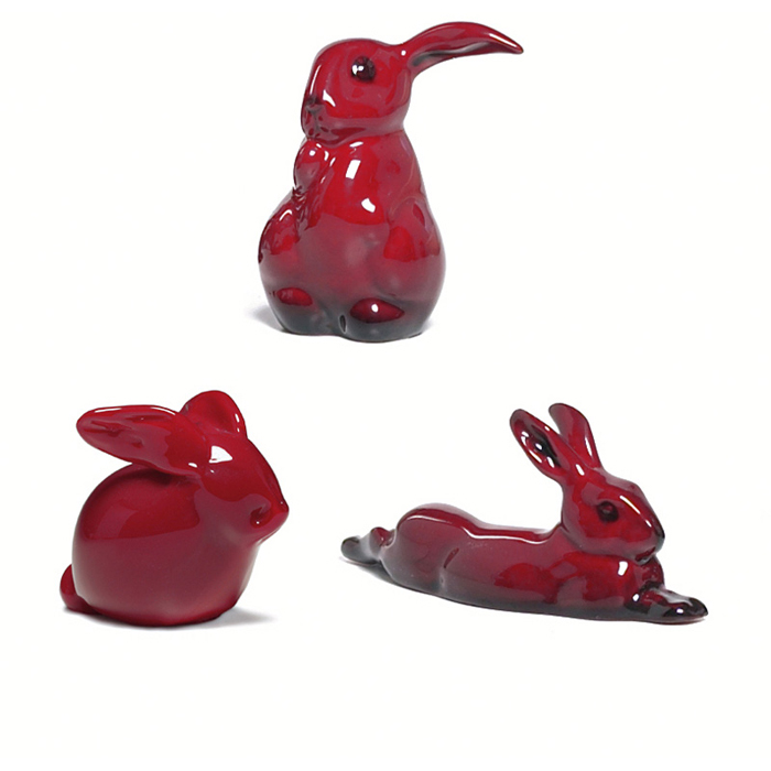 Appraisal: Art Glass figurine rabbit in red glass h with Royal