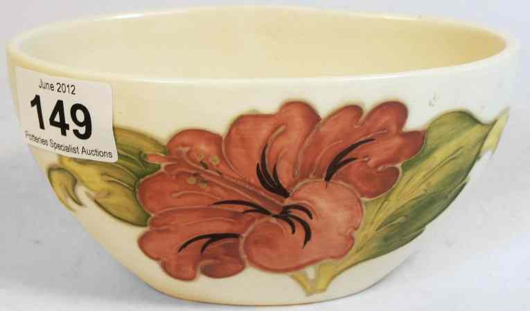 Appraisal: Moorcroft Oval Planter Hibiscus on Cream height cm