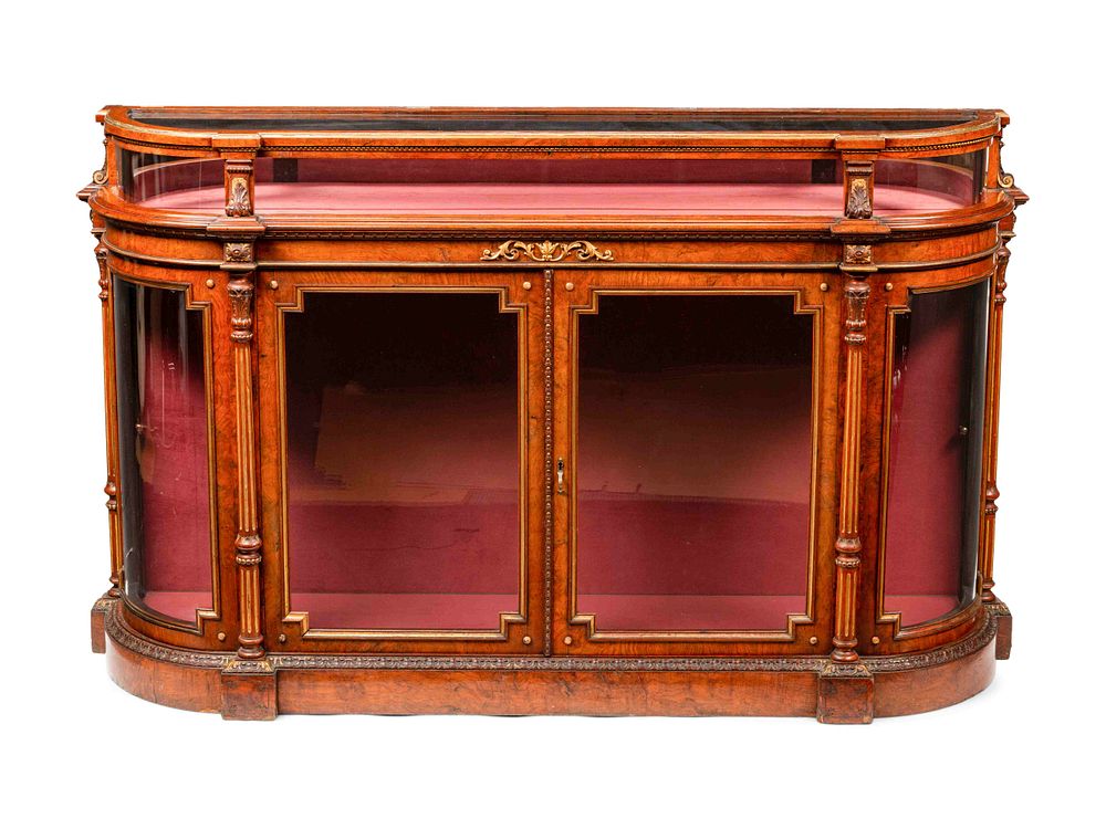 Appraisal: A Napoleon III Parcel Gilt Burlwood Lift-Top Vitrine Cabinet A