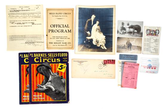 Appraisal: Sale Lot CIRCUS SELLS FLOTO Collection of ephemera consisting of