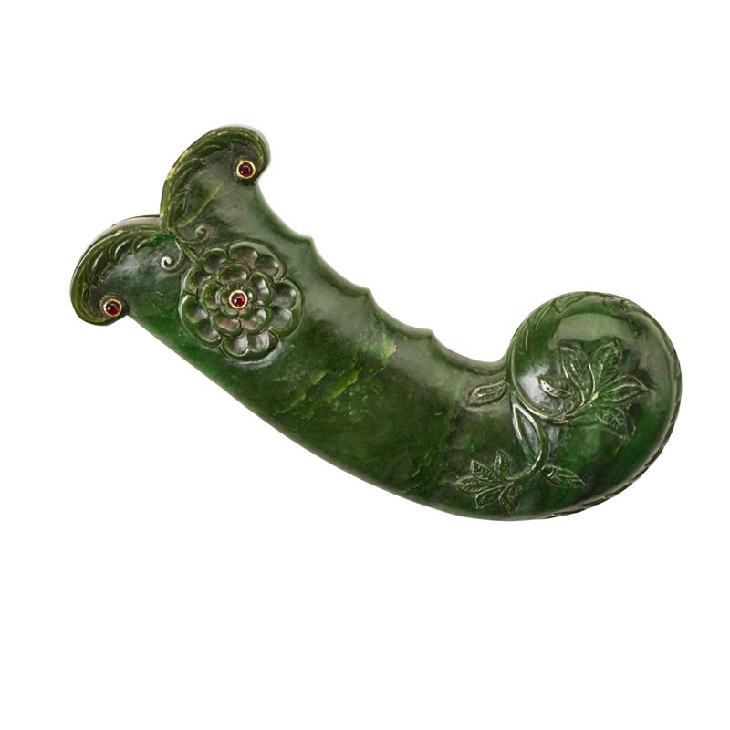 Appraisal: MUGHAL STYLE JADE SHAMSHIR GRIP Condition Report