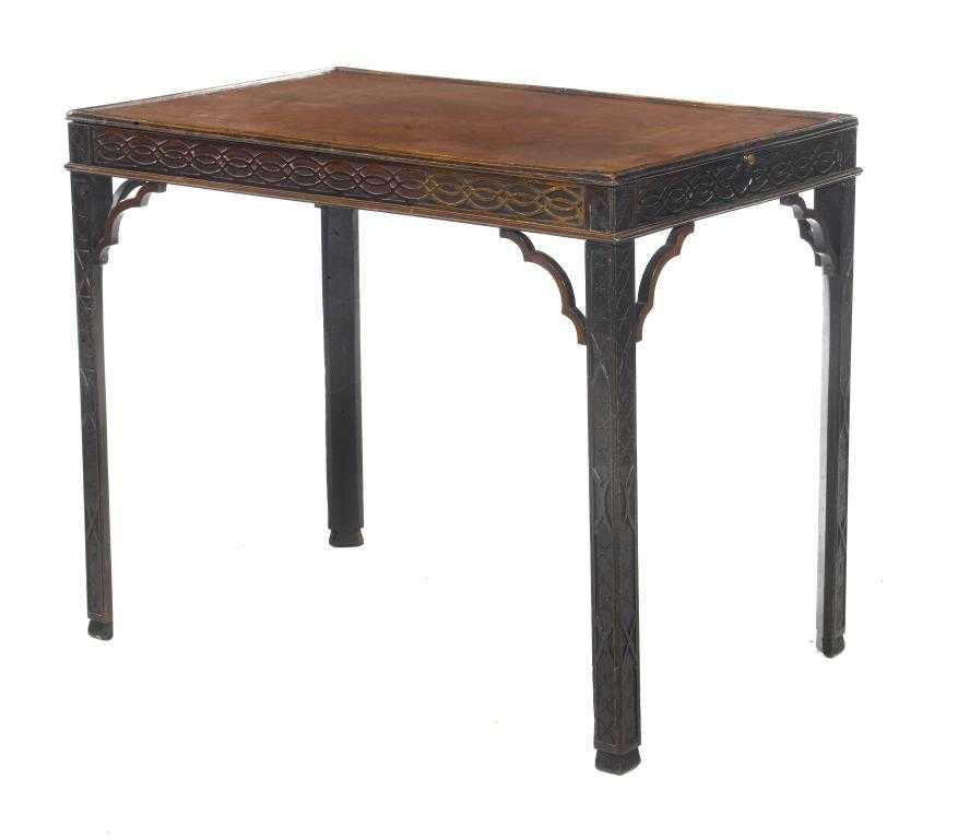 Appraisal: A VICTORIAN MAHOGANY SILVER TABLE the blind fret carved top