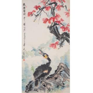 Appraisal: Tang Yun - Cormorant Hanging scroll ink and color on