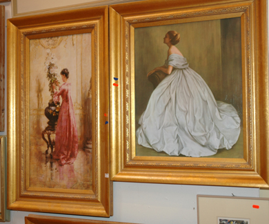 Appraisal: THREE LARGE DECORATIVE REPRODUCTION PRINTS