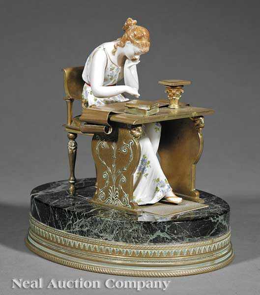 Appraisal: A French Porcelain and Patinated Bronze of Calliope early th