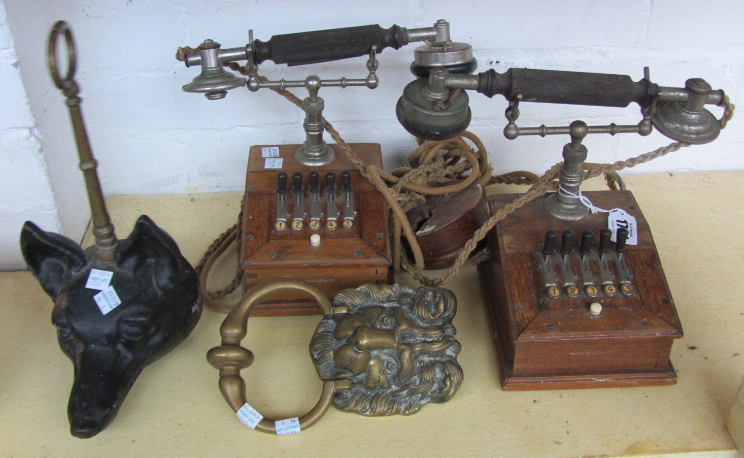 Appraisal: Two early th century operator's telephones stamped PAT No a