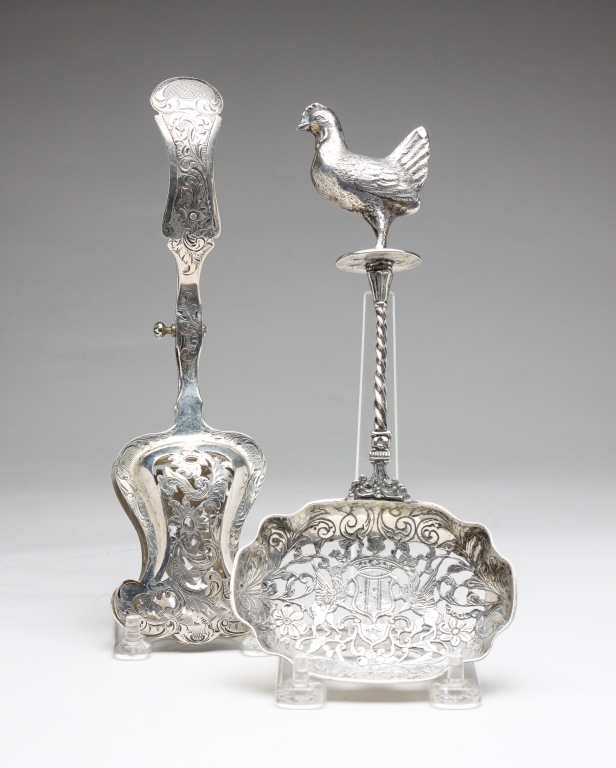 Appraisal: Mid- th century Including a Hanau rooster spoon with pierced