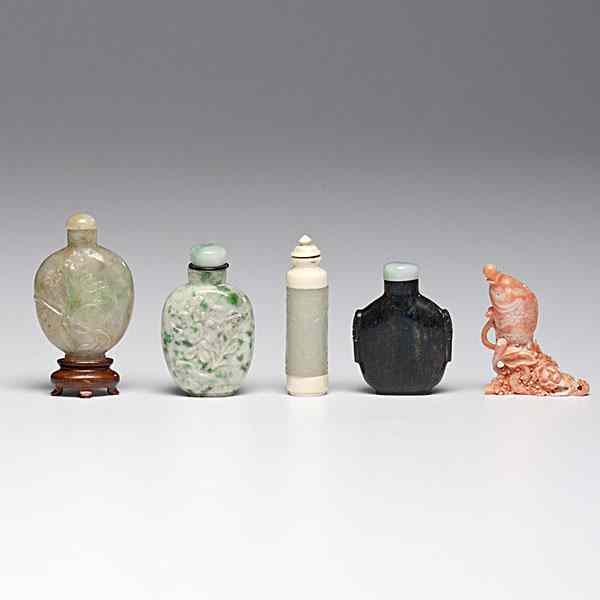 Appraisal: Collection of Chinese Snuff Bottles Chinese A group of five