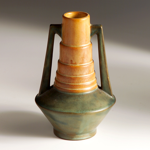 Appraisal: ROSEVILLE Futura two-handled vase - with orange stepped neck on