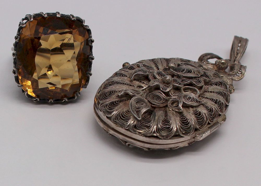 Appraisal: JEWELRY Antique Vintage Silver Jewelry Grouping Includes an antique Czechoslovakian