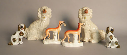 Appraisal: Two pair of Staffordshire spaniels h and h together with