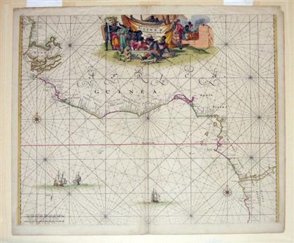 Appraisal: piece Hand-Colored Engraved Map Sea Chart Wit Frederick de Tractus