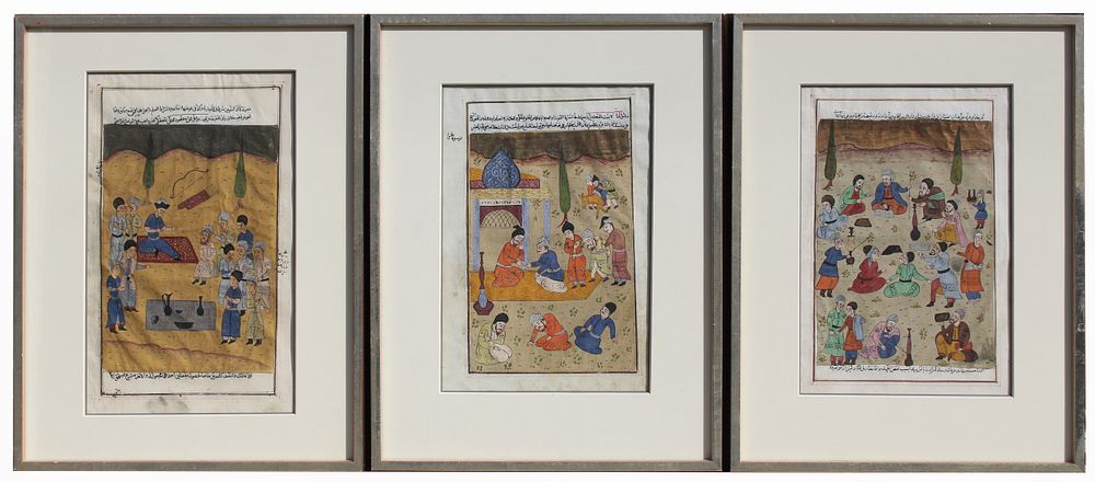 Appraisal: Framed Antique Persian Manuscripts Framed Antique Persian Manuscripts Image Size