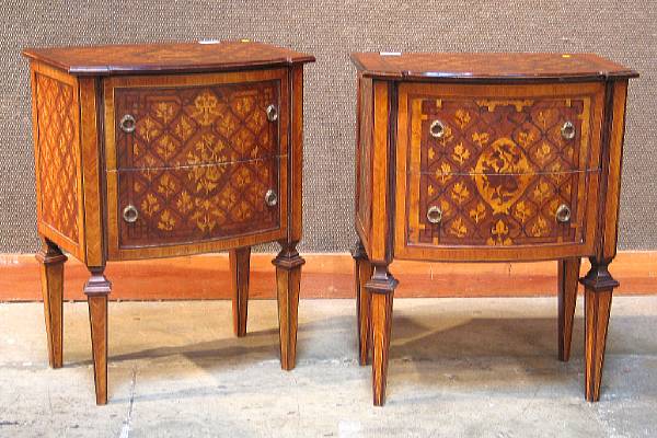 Appraisal: A pair of Louis XVI style marquetry cabinets modern height